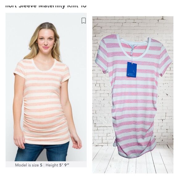 NEW Market & Spruce Stitch Fix Maternity White Peach Alma Short Sleeve small - Picture 1 of 10